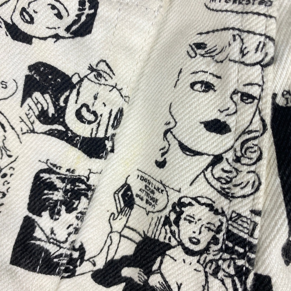 Reformation Newsprint Jeans Women's Size 2* Black and White Comic Print - Picture 10 of 16